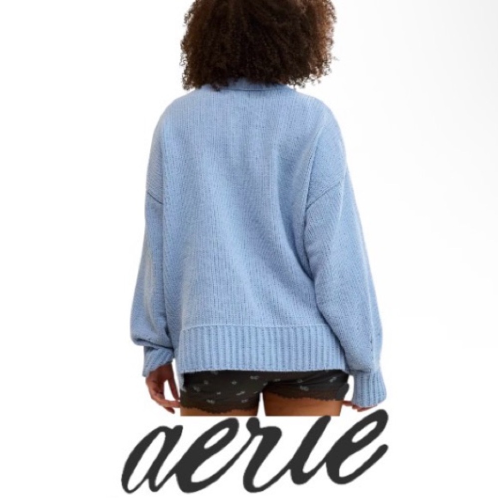 XL Aerie Oversized Chenille “Like Candy” Sweater in Soft Blue - Picture 5 of 16